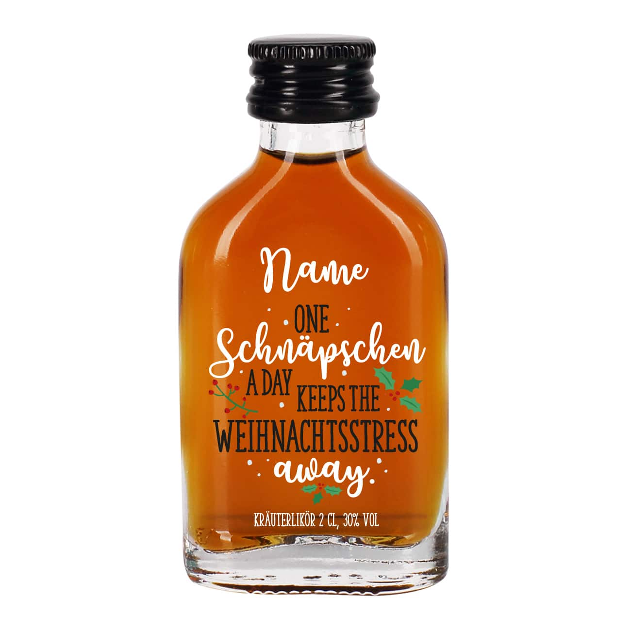 Schnaps zu Weihnachten mit Spruch und Name