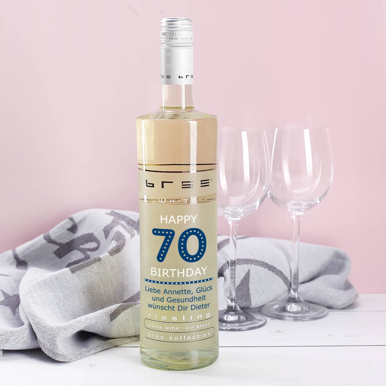 Weinflasche Happy Birthday 70 