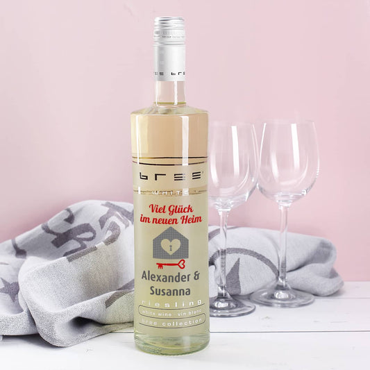 Weißwein Einzugsgeschenk mit Namen 