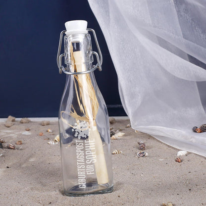 Personalisierte Flaschenpost zum Geburtstag mit Name in klein | Geburtstagsgeschenk mit Ballonmotiv