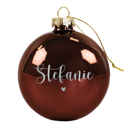 Weihnachtskugel mit Ihrem Wunschnamen und kleinem Herzchen graviert