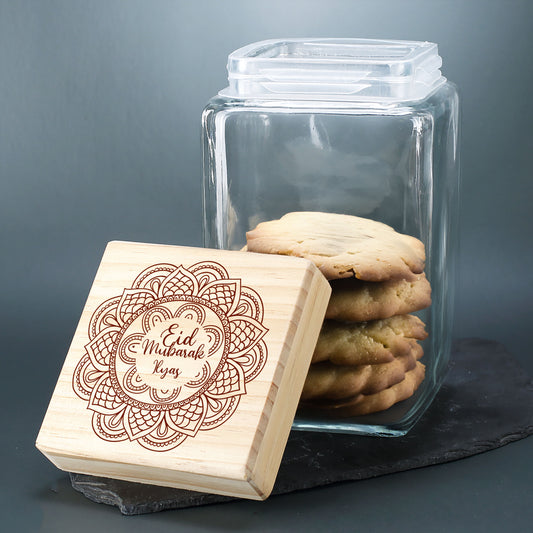 Keksdose / Vorratsglas „Eid Mubarak“ mit Wunschname für Ramadan & festliche Anlässe