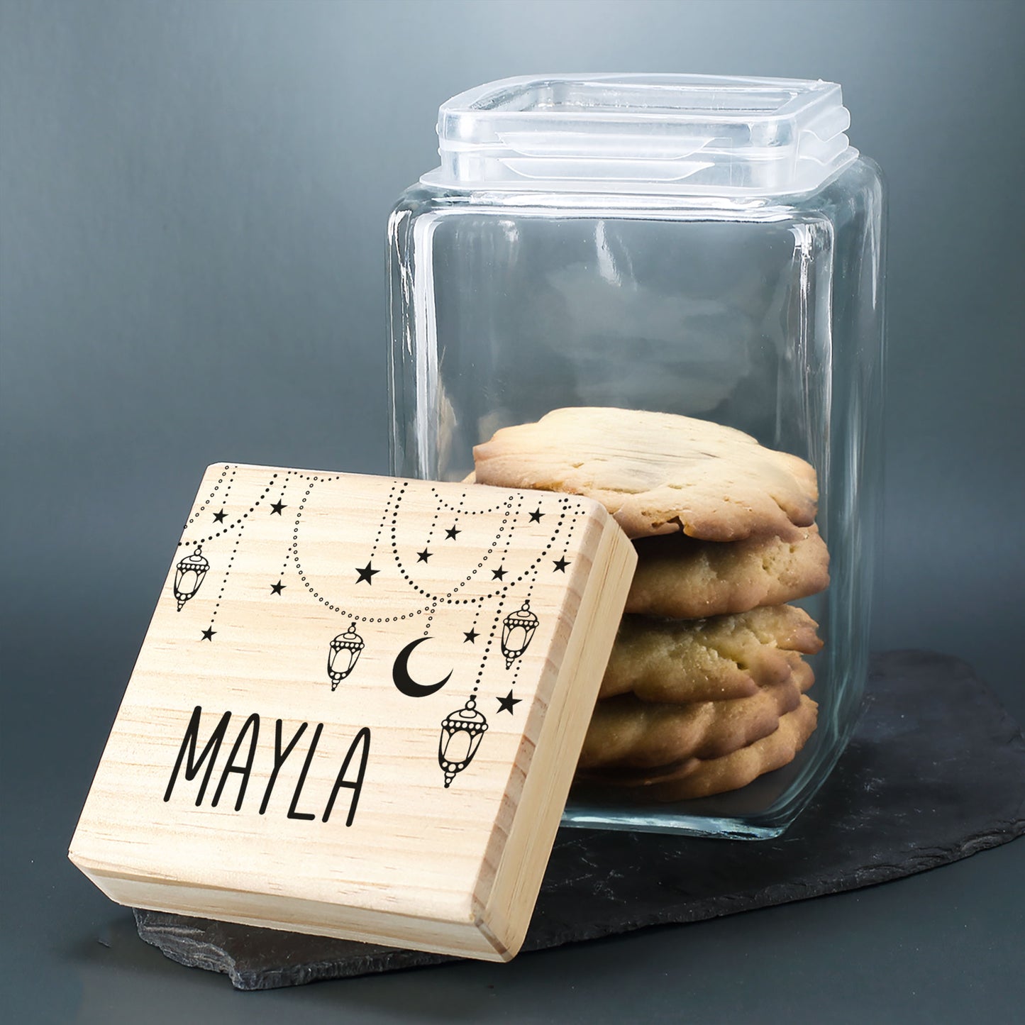 Keksdose / Vorratsglas „Orientalische Kette“ mit Wunschname für Ramadan & festliche Anlässe