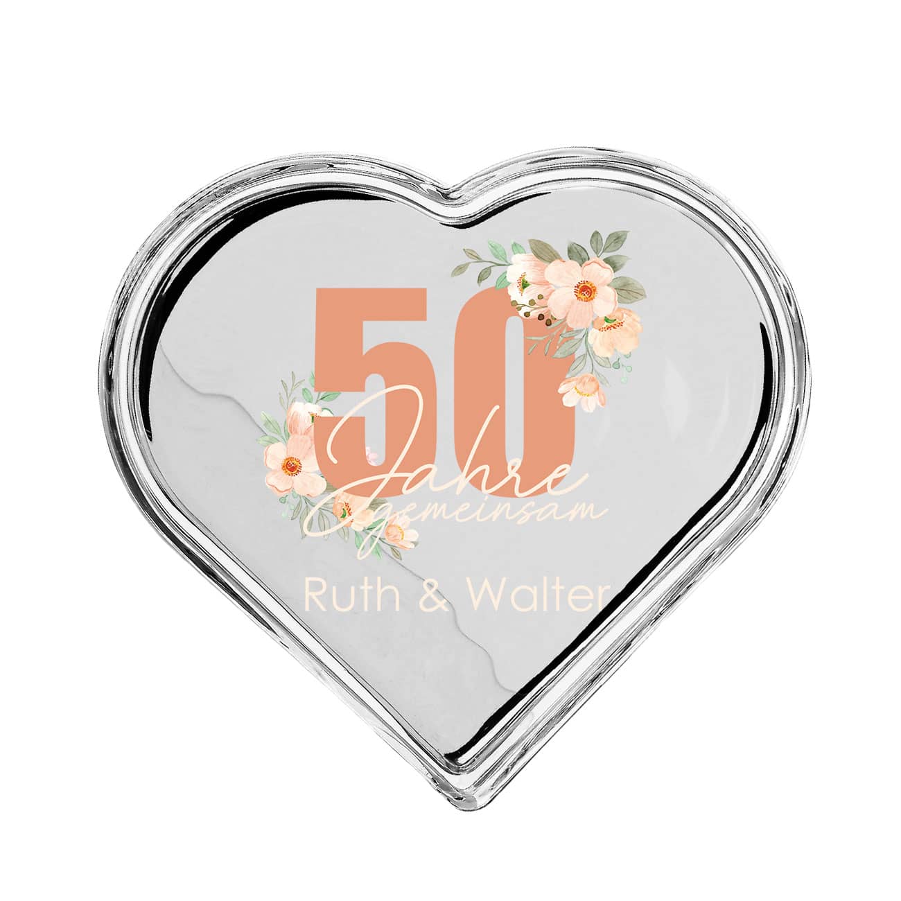 Glasdose als Geldgeschenk zur Goldenen Hochzeit