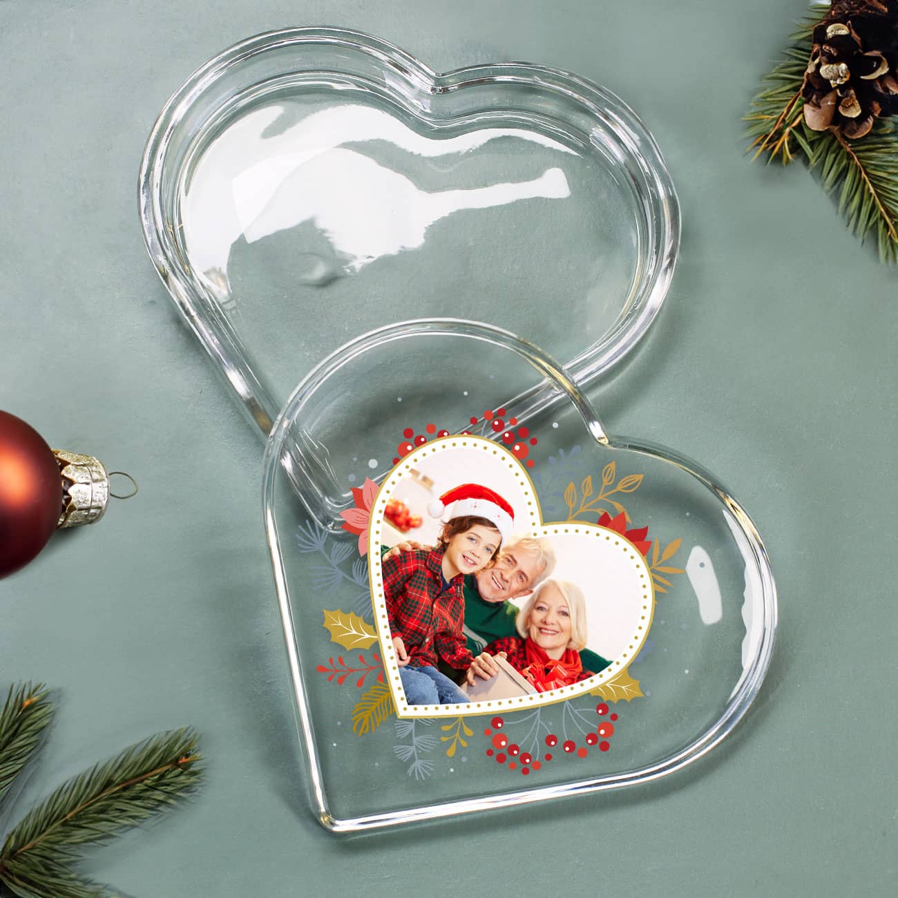 Glasdose mit Ihrem Wunschfoto und tollem Weihnachtsmotiv