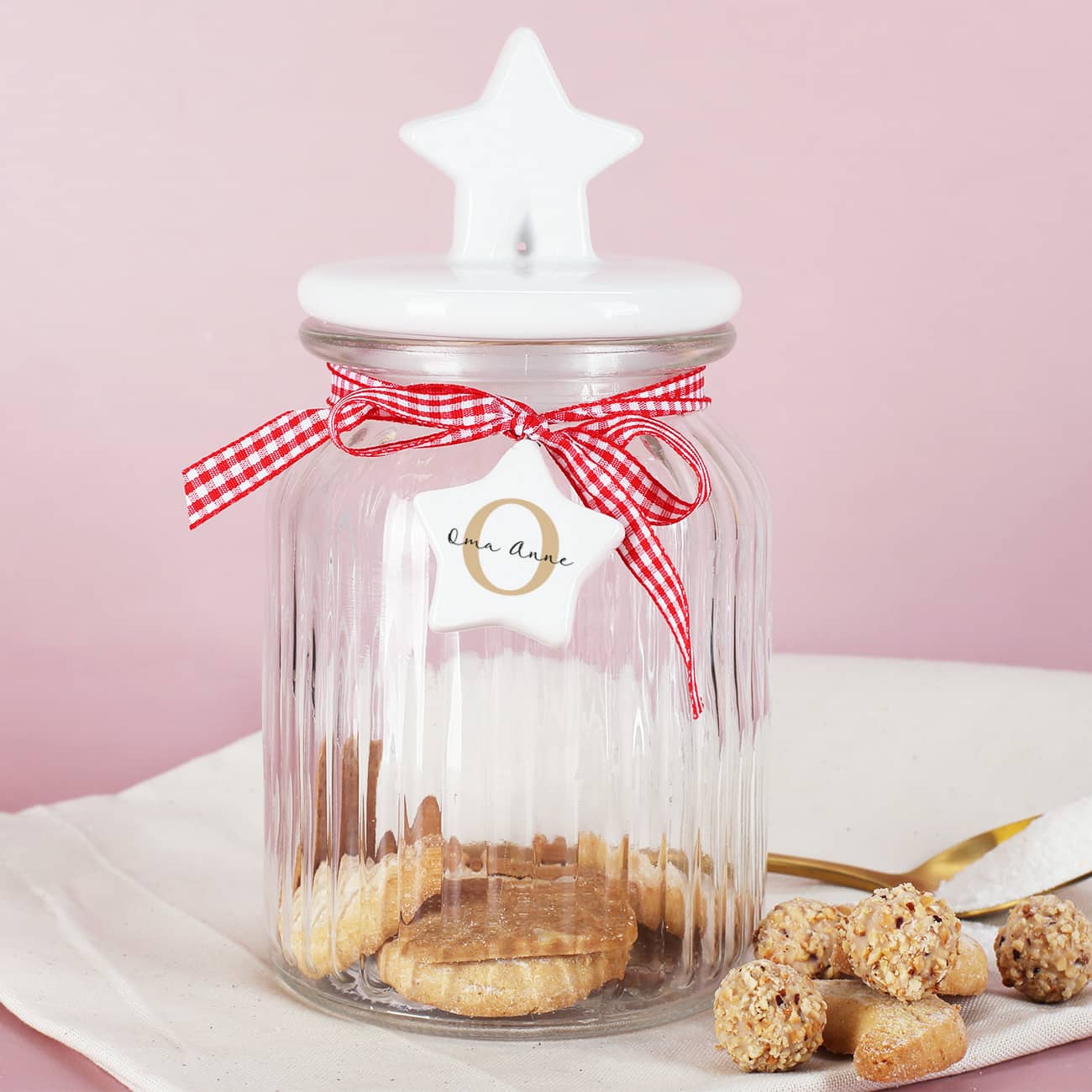 Keksdose mit Name und Initial nach Wunsch personalisiert