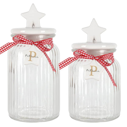 Weihnachtliche Plätzchendose mit Namensaufdruck in zwei verschiedenen Größen