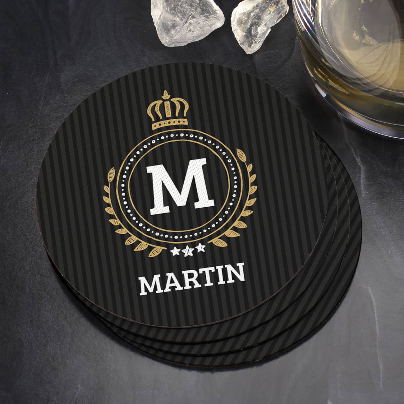 Untersetzer mit Name und Initiale (4er Set)