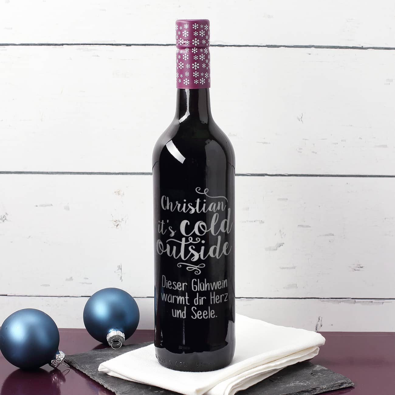 Glühwein it’s cold outside mit Name und Wunschtext graviert
