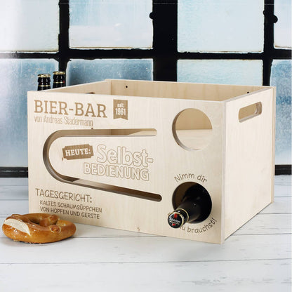 Bier-Bar - Bierrutsche mit Gravur für 12 gekühlte Bierflaschen im Getränke-Kühlschrank