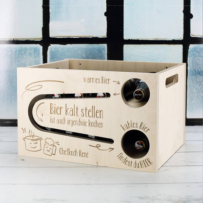 Witzige Bierrutsche aus Holz als Geschenk für Bierliebhaber