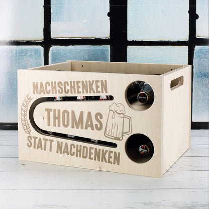 Witzige Bierrutsche aus Holz als Geschenk für Bierliebhaber