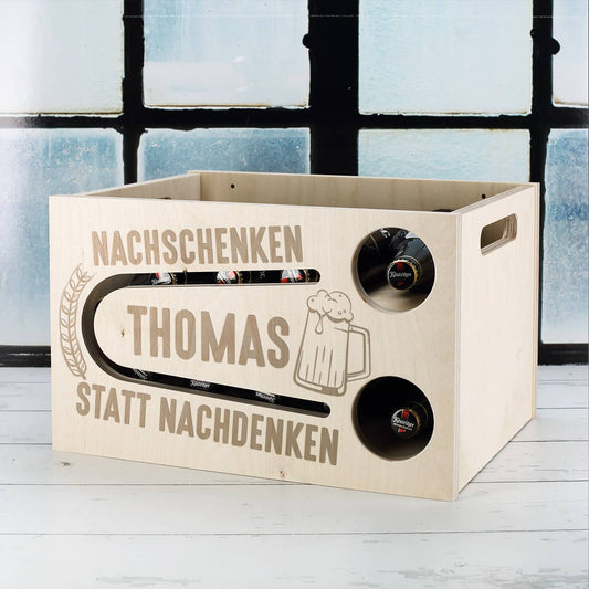 Witzige Bierrutsche aus Holz als Geschenk für Bierliebhaber