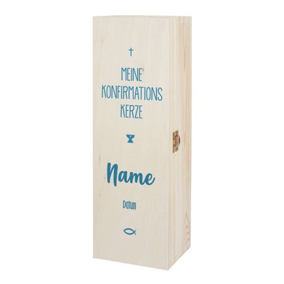 Kerzenbox zur Konfirmation - mit Name und Datum in drei Farben zur Auswahl