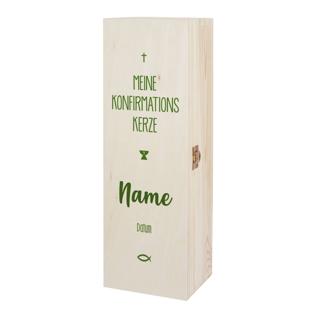 Kerzenbox zur Konfirmation - mit Name und Datum in drei Farben zur Auswahl