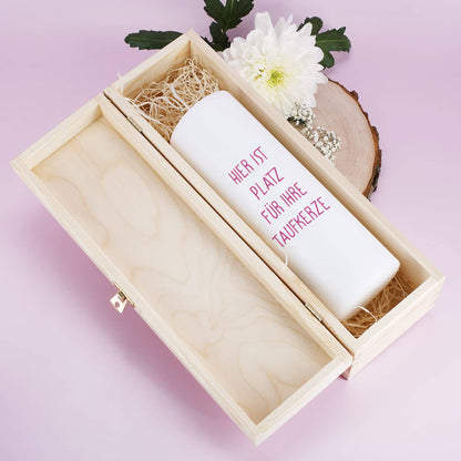 Verpackung Taufkerze - Holzbox mit Name und Datum - Innen