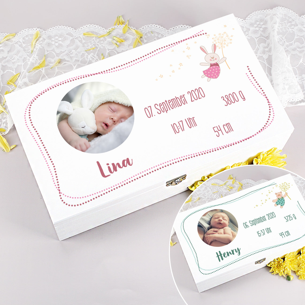 Erinnerungsbox mit Fotoaufdruck für Mädchen und Jungen