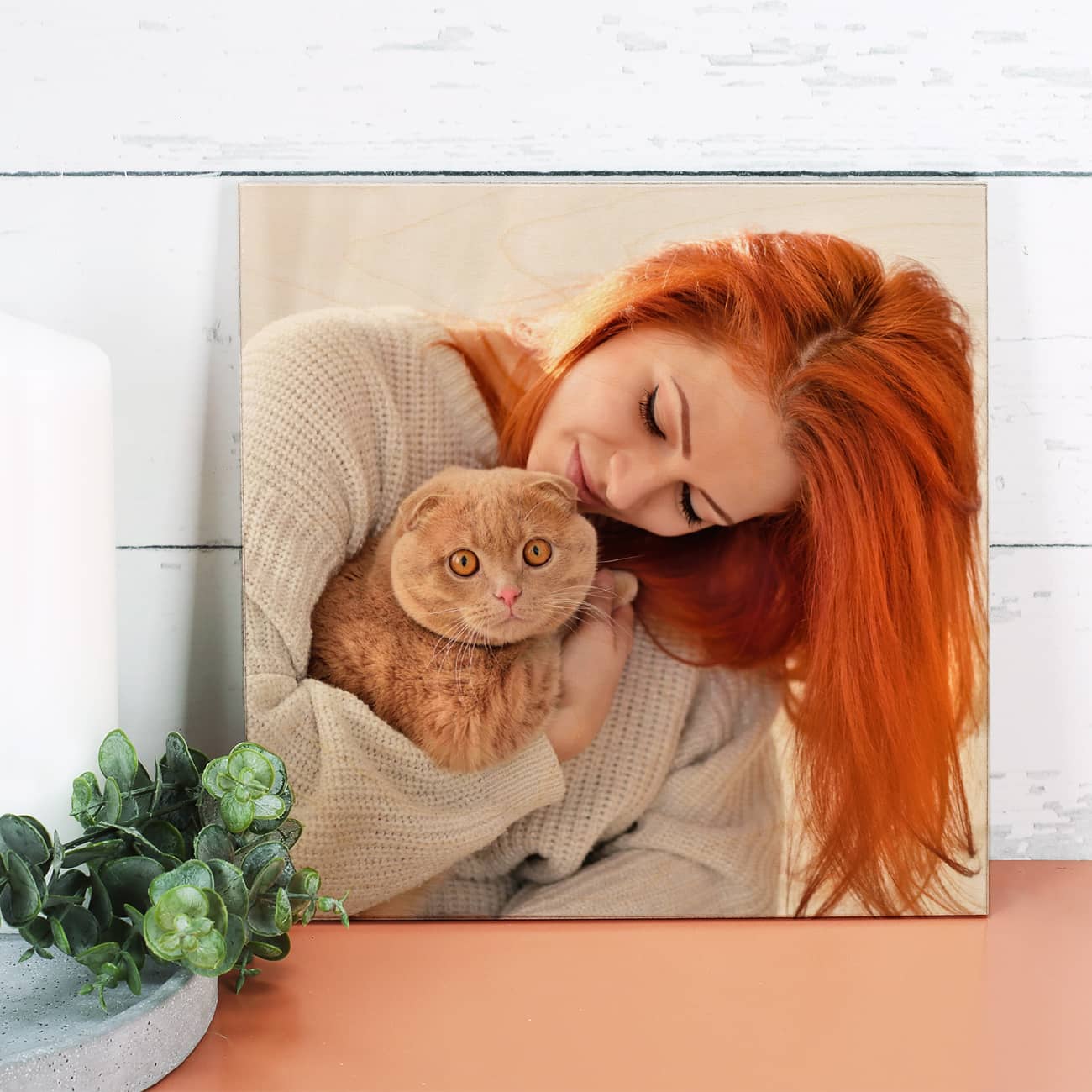 Personalisiertes Geschenk in Form eines Holzbilds mit Foto