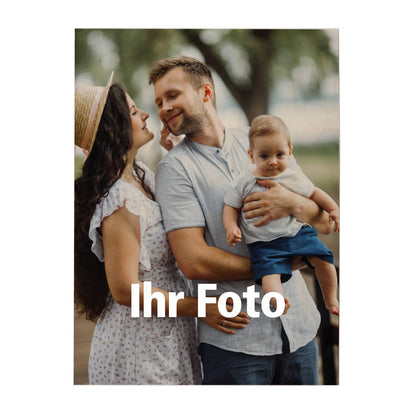 Ihr Foto im Hochformat auf der Holzplatte