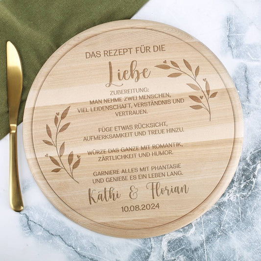 Das Rezept für die Liebe - Holzbrettchen als Hochzeitsgeschenk