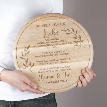 Das Rezept für die Liebe - Holzbrettchen als Hochzeitsgeschenk