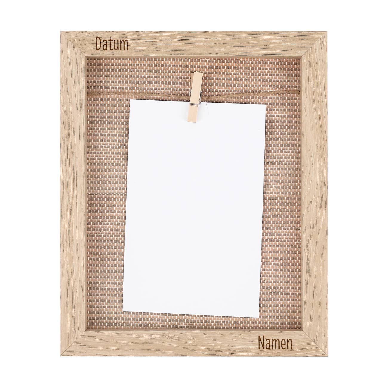 Gravierter Bilderrahmen aus Holz mit Ihren Wunschnamen und Datum versehen