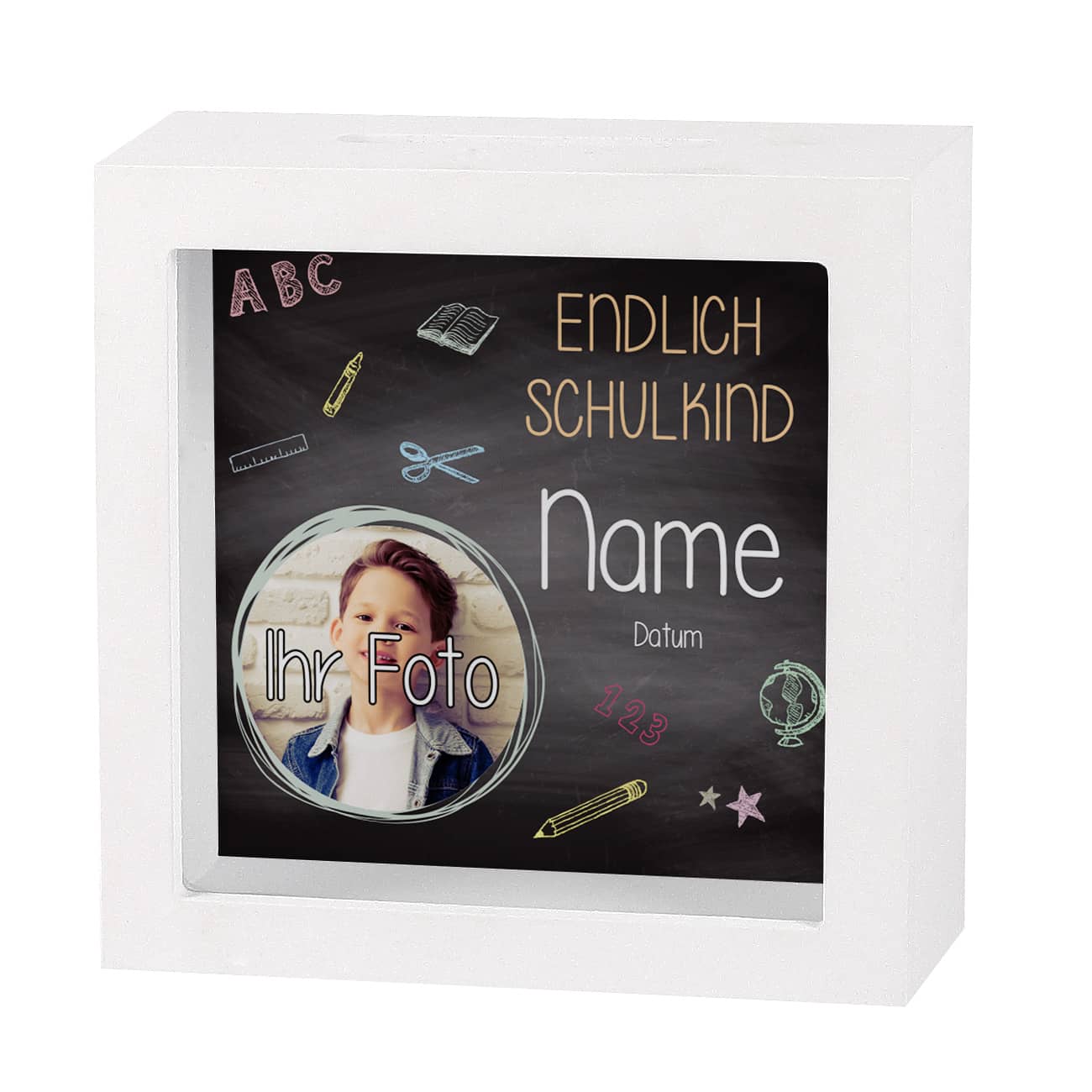 Kleine weiße Bilderrahmen Spardose