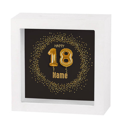 Bilderrahmen Spardose Geldgeschenk zum 18. Geburtstag mit Name