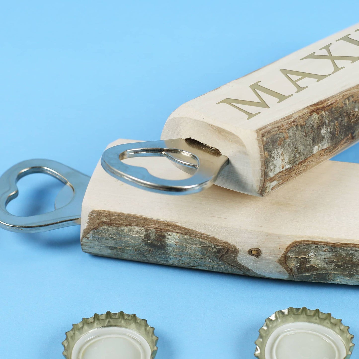 Flaschenöffner mit Rinde mit Ihrem Wunschnamen