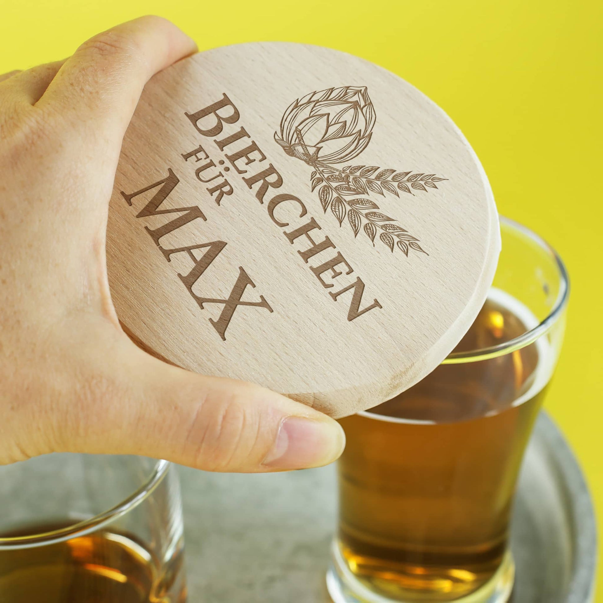 Bierglasdeckel aus Holz