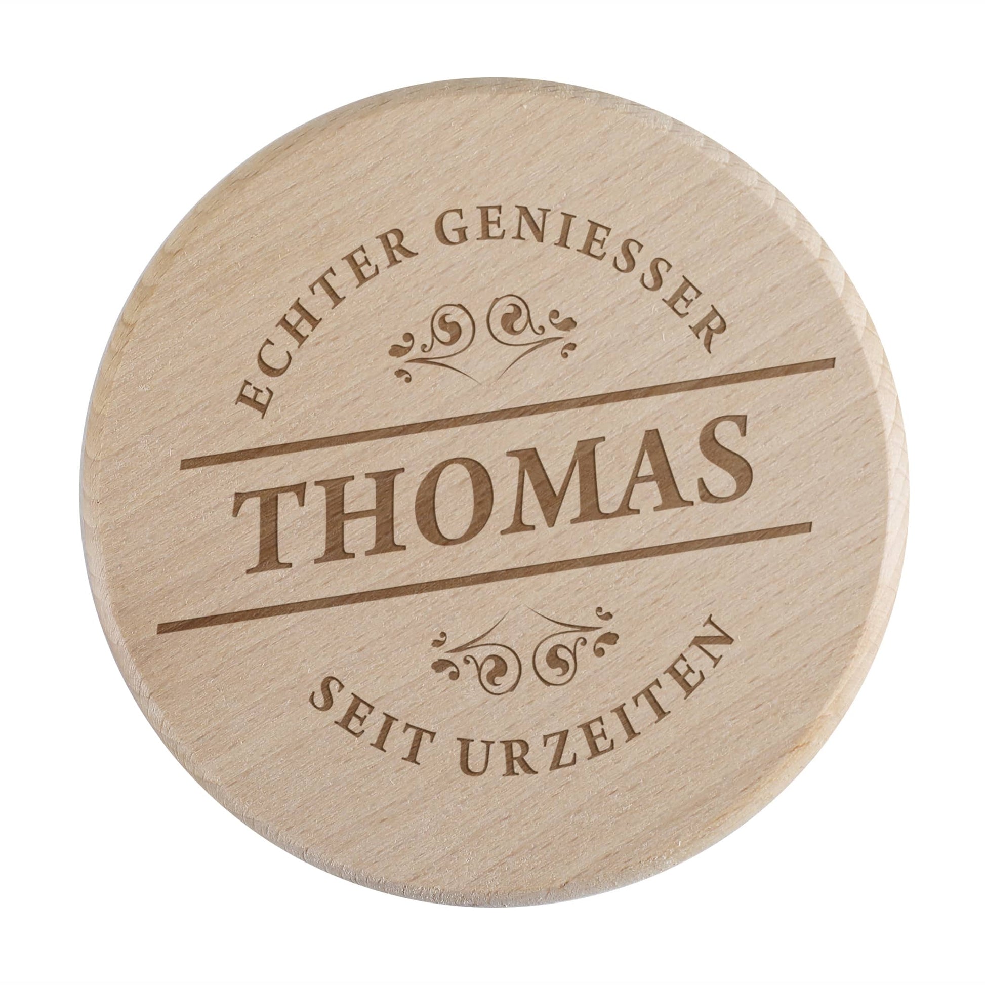 Gravierte Glasabdeckung aus Holz