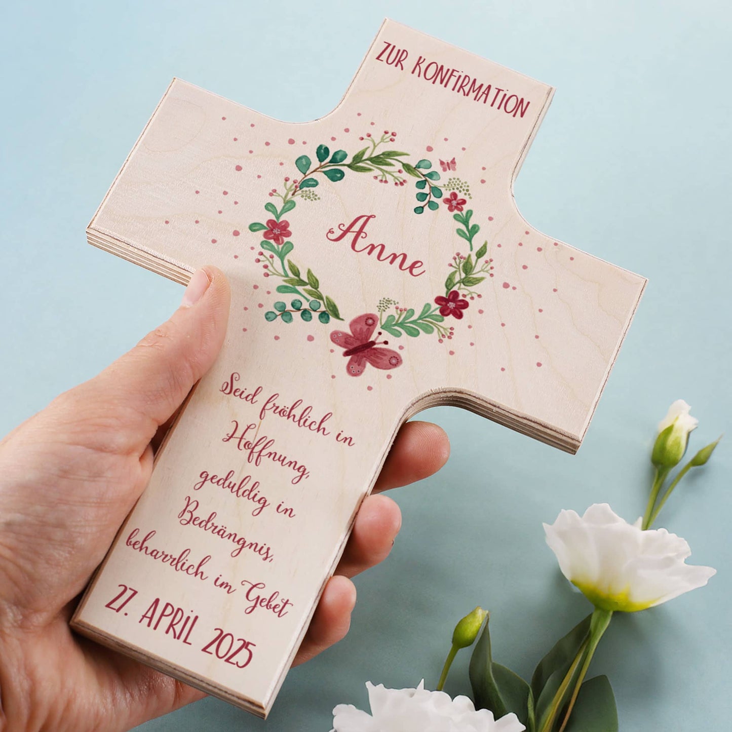 Geschenk zur Konfirmation mit wundervollem blumenmotiv