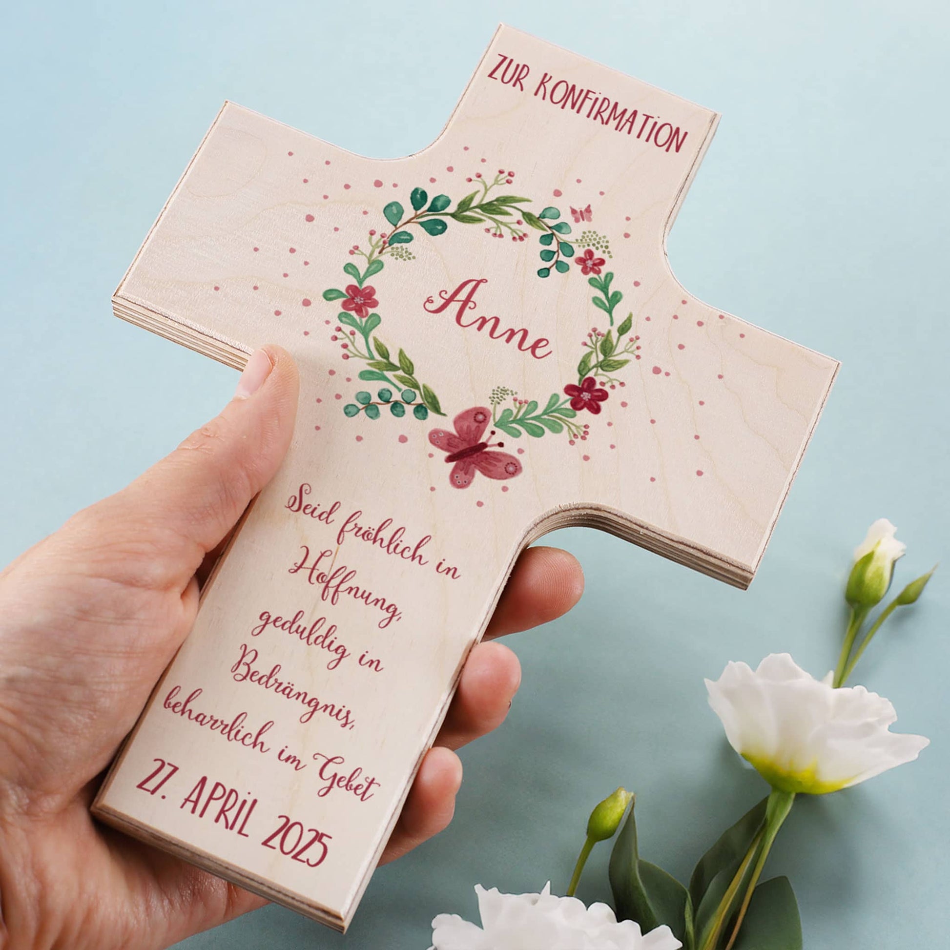 Geschenk zur Konfirmation mit wundervollem blumenmotiv