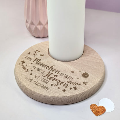 Kerzenteller mit Kerze und Gravur für Erzieherin – Textbeispiel „Deine Mäusegruppe“