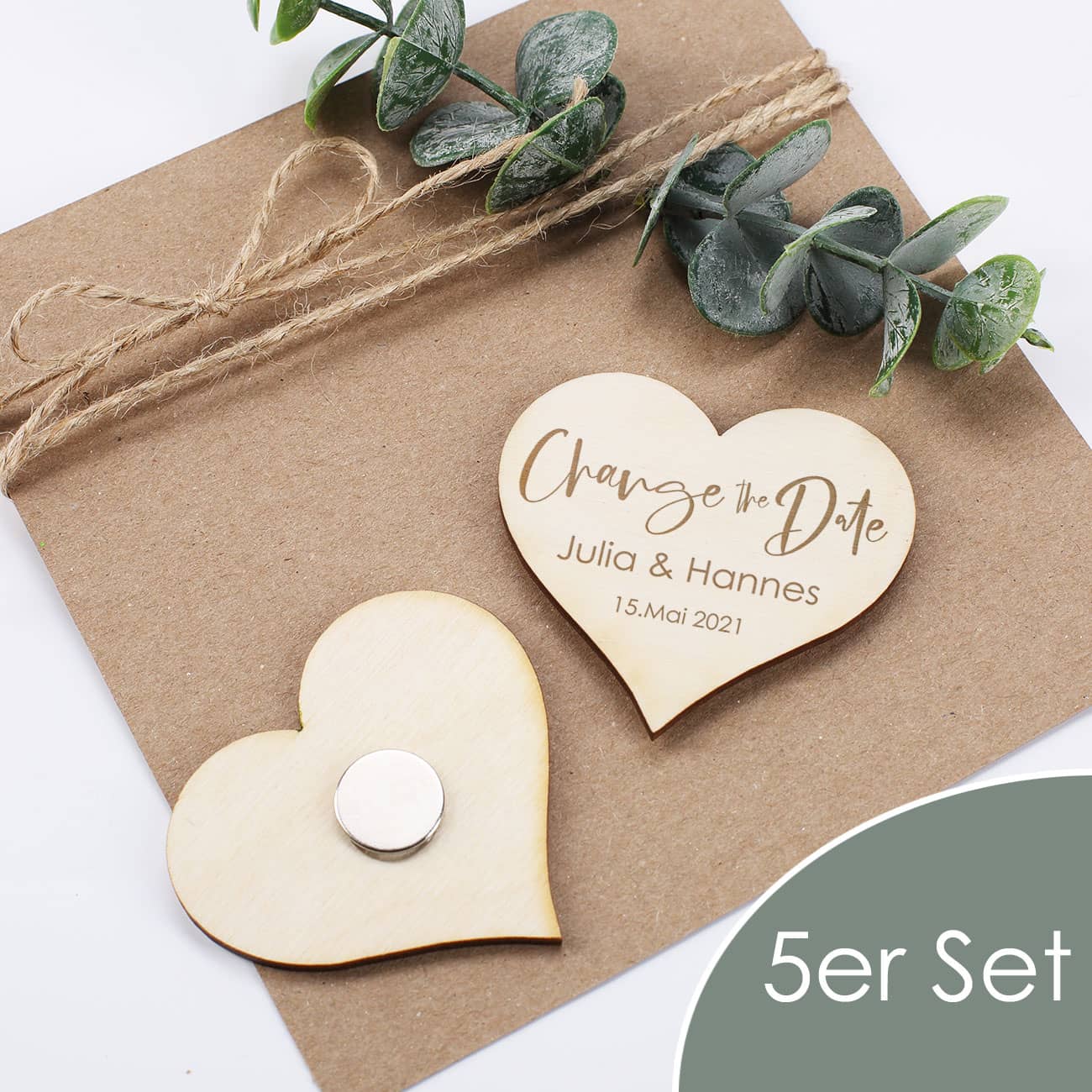 Holzmagnete Change the Date im 5er Set
