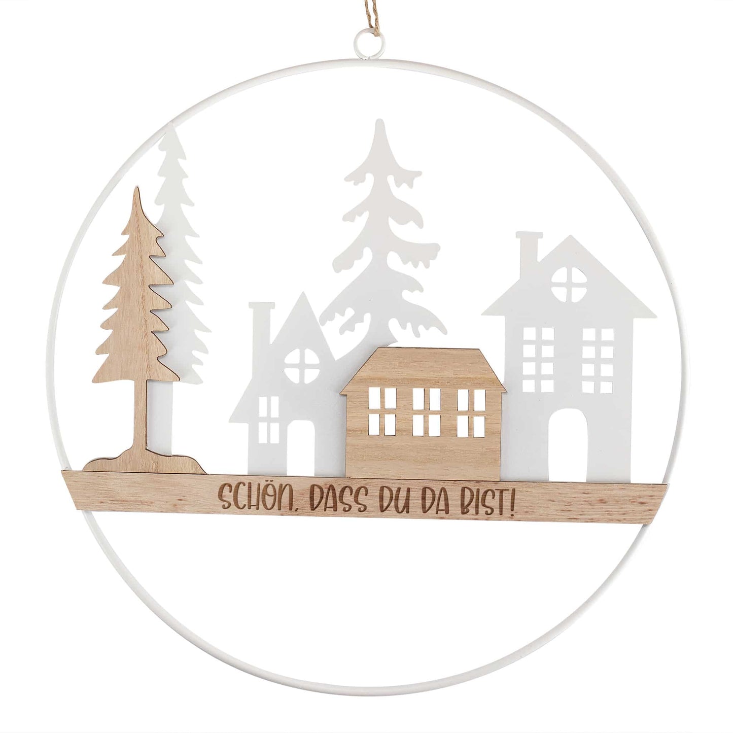 Metallring als Türdekoration mit Gravur