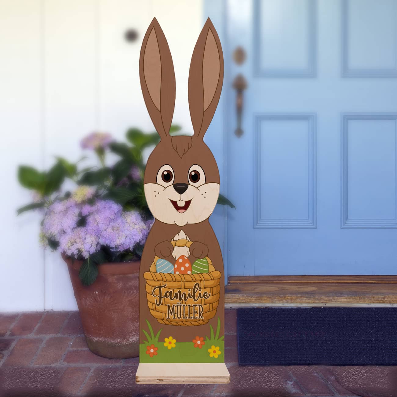 Osterhasen Aufsteller aus Holz mit Standfuß