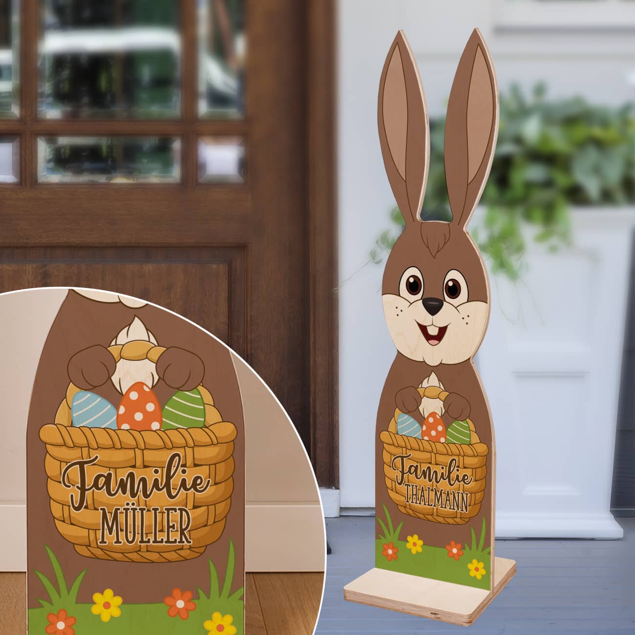 Osterhasen Aufsteller aus Holz mit Standfuß
