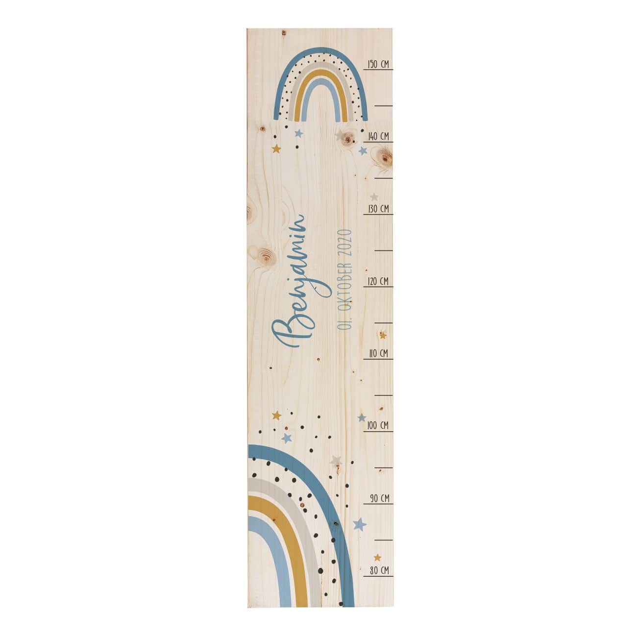 Messlatte bedruckt mit Name und Datum aus Holz