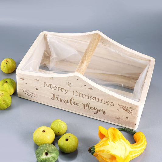 Holzkiste mit Plastikeinsatz zum Bepflanzen