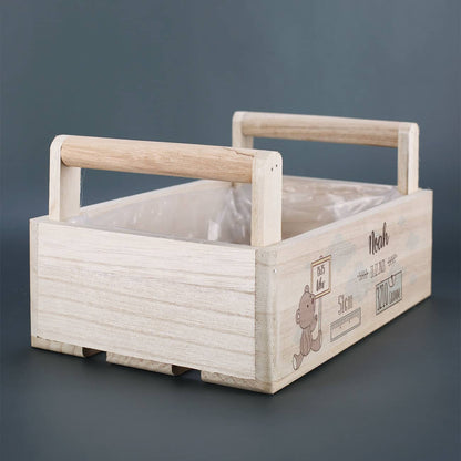 Holzkorb mit 2 Griffen und Folie ausgekleidet
