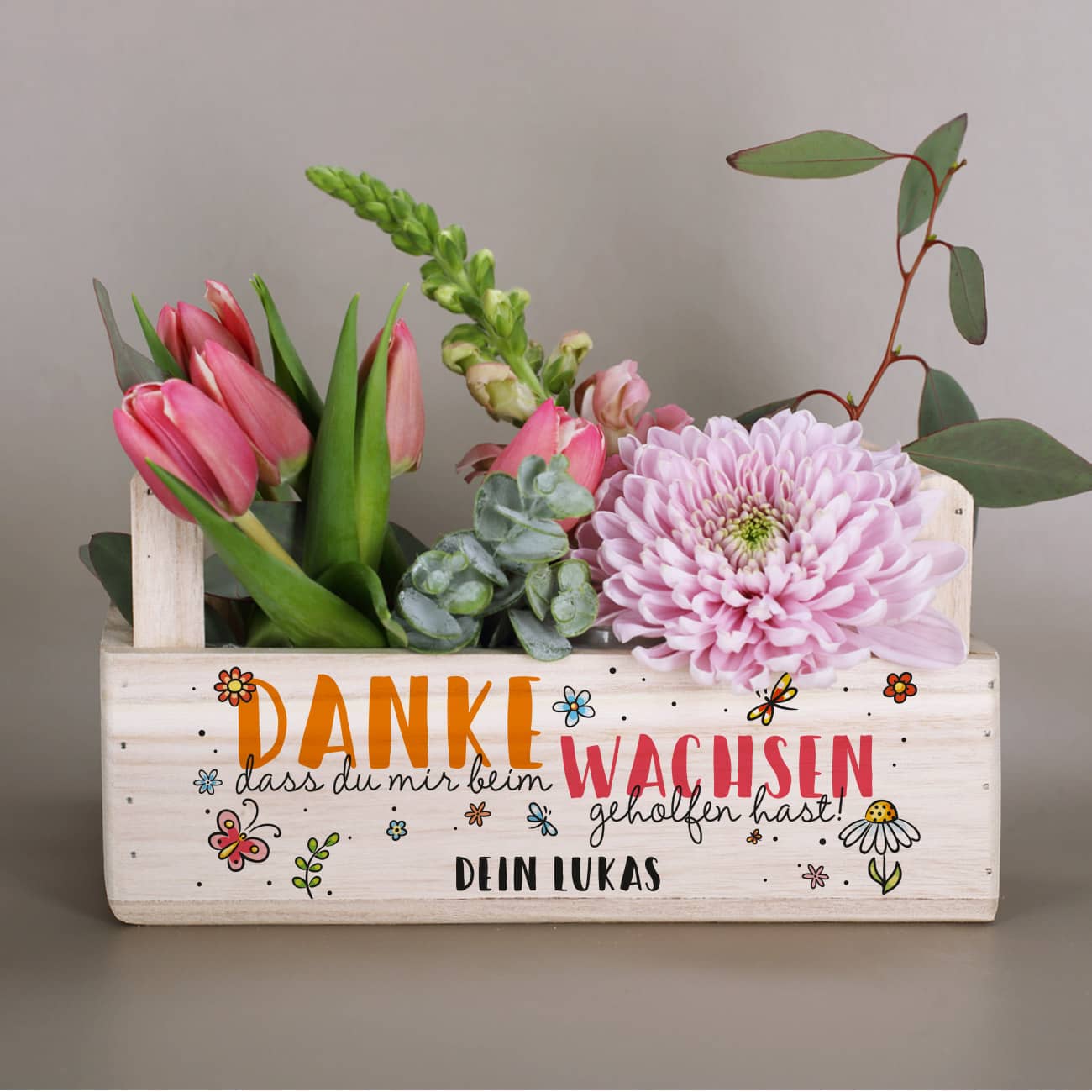 Persönlicher Pflanzkorb für Erzieher "Danke, dass du mir beim Wachsen geholfen hast!" mit eigenem Text