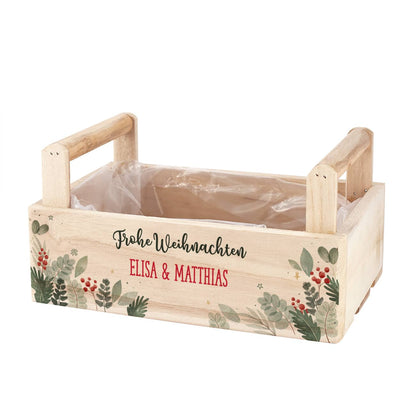 Holzkiste als Geschenkverpackung zu Weihnachten