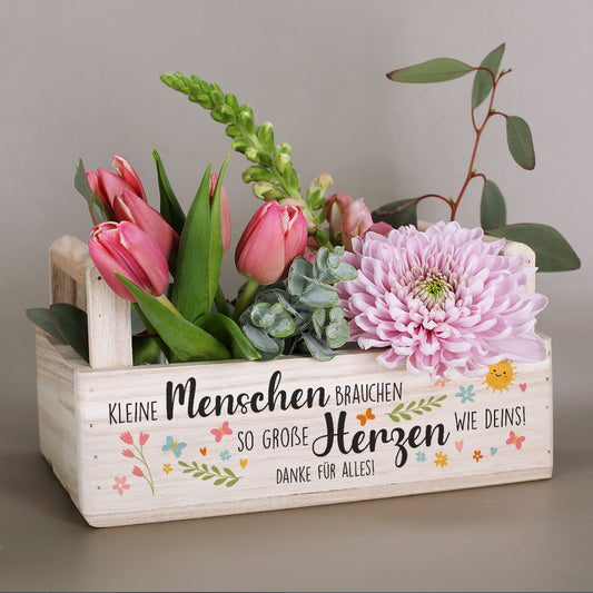 Personalisierte Pflanzkiste als Dankeschön für Erzieherinnen und Lehrer