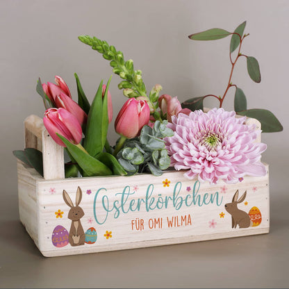 Osterkorb aus Holz mit Name nach Wunsch