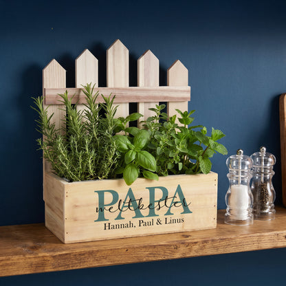 Bedruckte Holzkiste zum selbst bepflanzen für Papa zum Vatertag oder Geburtstag