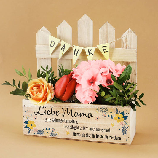 Pflanzkorb zum Muttertag mit personalisiertem Druck