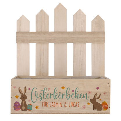 Osterkörbchen - Geschenkkorb aus Holz mit Ihrem Wunschtext in 3 Varianten