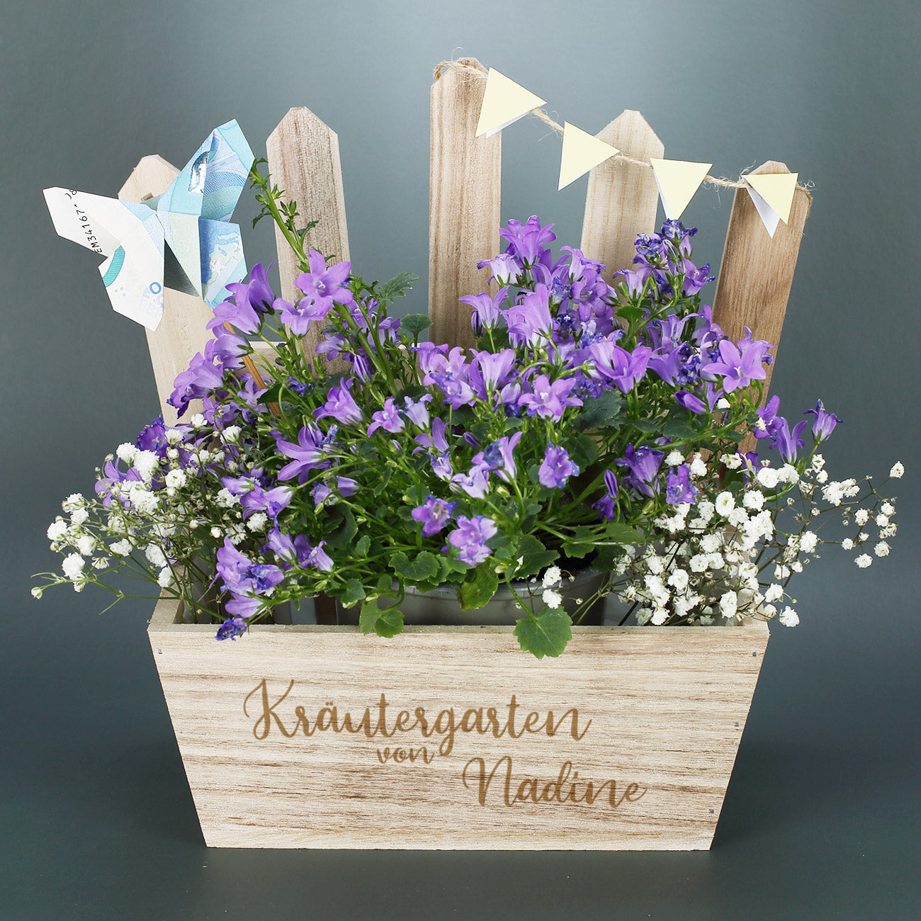 Holzkorb in Größe S graviert mit Wunschname