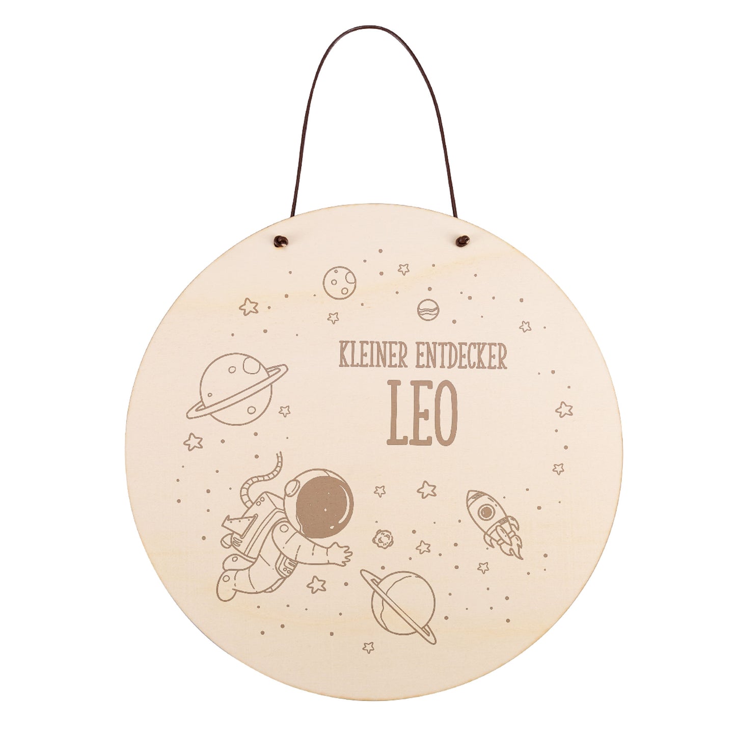 Türschild aus Holz mit Weltraum-Motiv fürs Kinderzimmer